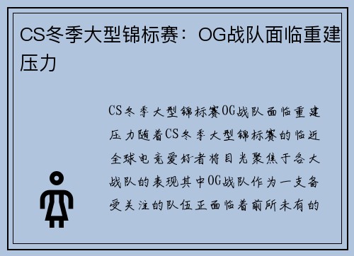 CS冬季大型锦标赛：OG战队面临重建压力